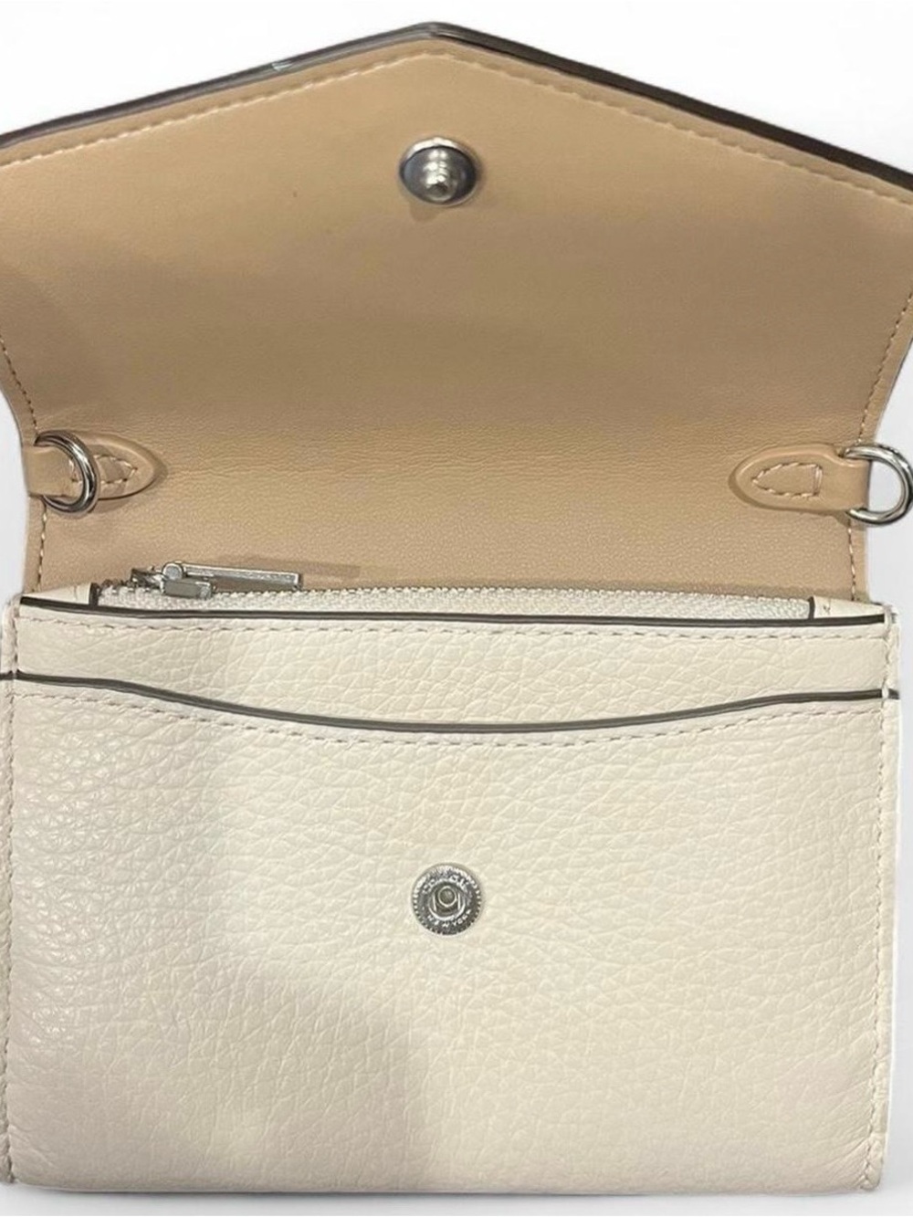 Coach Pebbled Leather Envelope Wallet - Ivory Cream - Picture 2 of 4